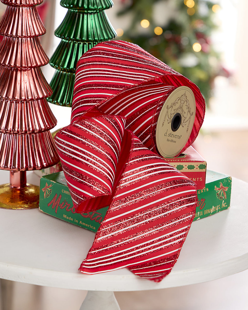 Candy Cane Stripe Ribbon, 4"W x 10 Yards